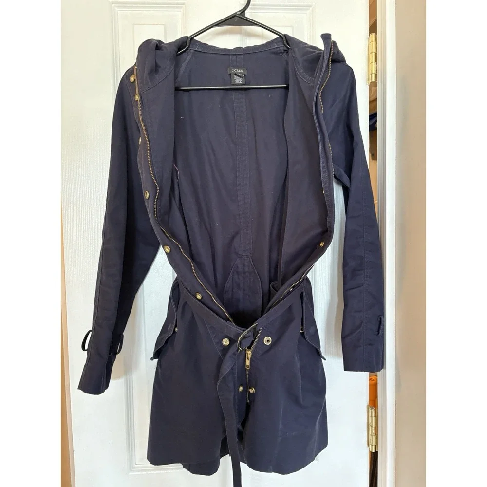 J.Crew Hooded Trench Coat Women's Size 2‎